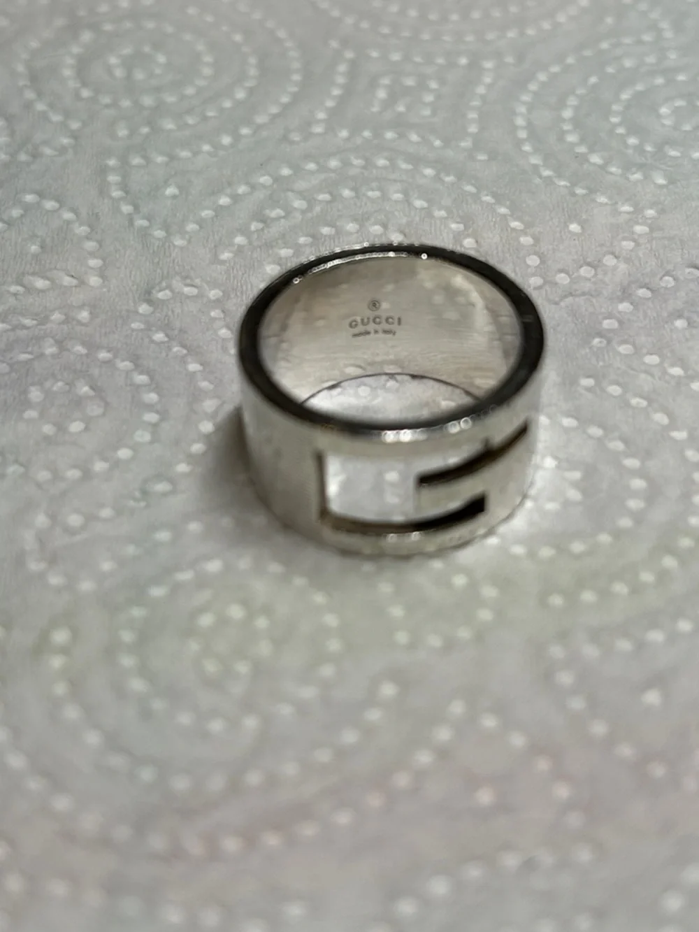 Gucci .925 Silver Ring Size 8.25 Unisex 1/2” height GC - Picture 3 of 7